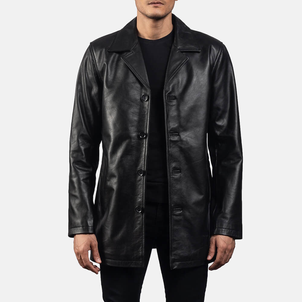 Urban Slate Black Leather Coat – Jacaz Leather