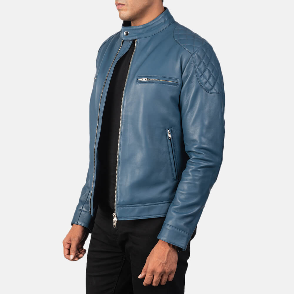 Blue Leather Anglais Jacket